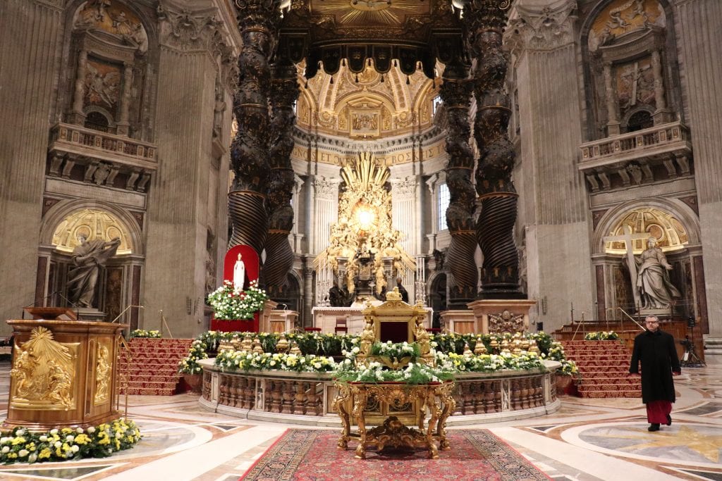 The Pilgrim Statue of Our Lady of Knock at the Papal altar