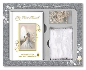 Communion Gift Set for a Girl with Rosary & Purse