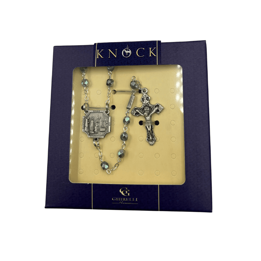 Knock Shrine Aqua Marine Rosary Beads With Facetted Beads