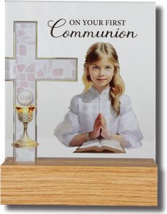 'For Your Holy Communion' Standing Glass Plaque (Girl)