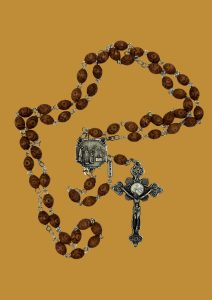 Ghirelli Small Wooden Rosary Beads with Carved 8mm Oval Bead